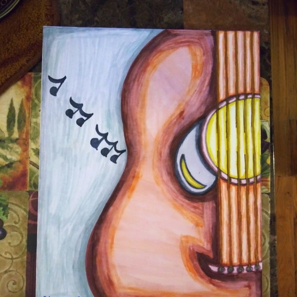 Natural art guitar creative canvas